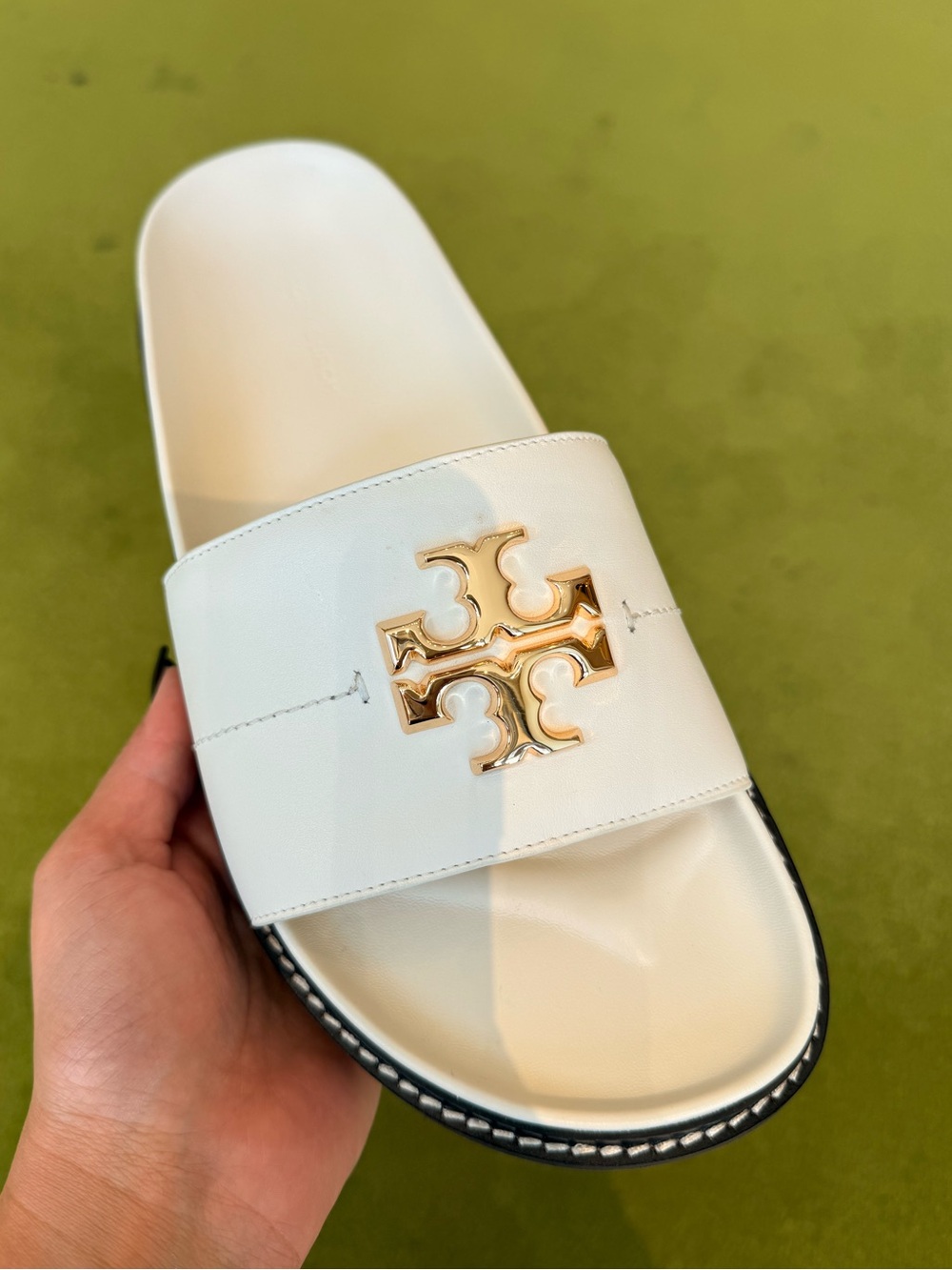 Tory Burch Everly Anatomic Lug Sandals, New Ivory / Perfect Black - Picture 11 of 16